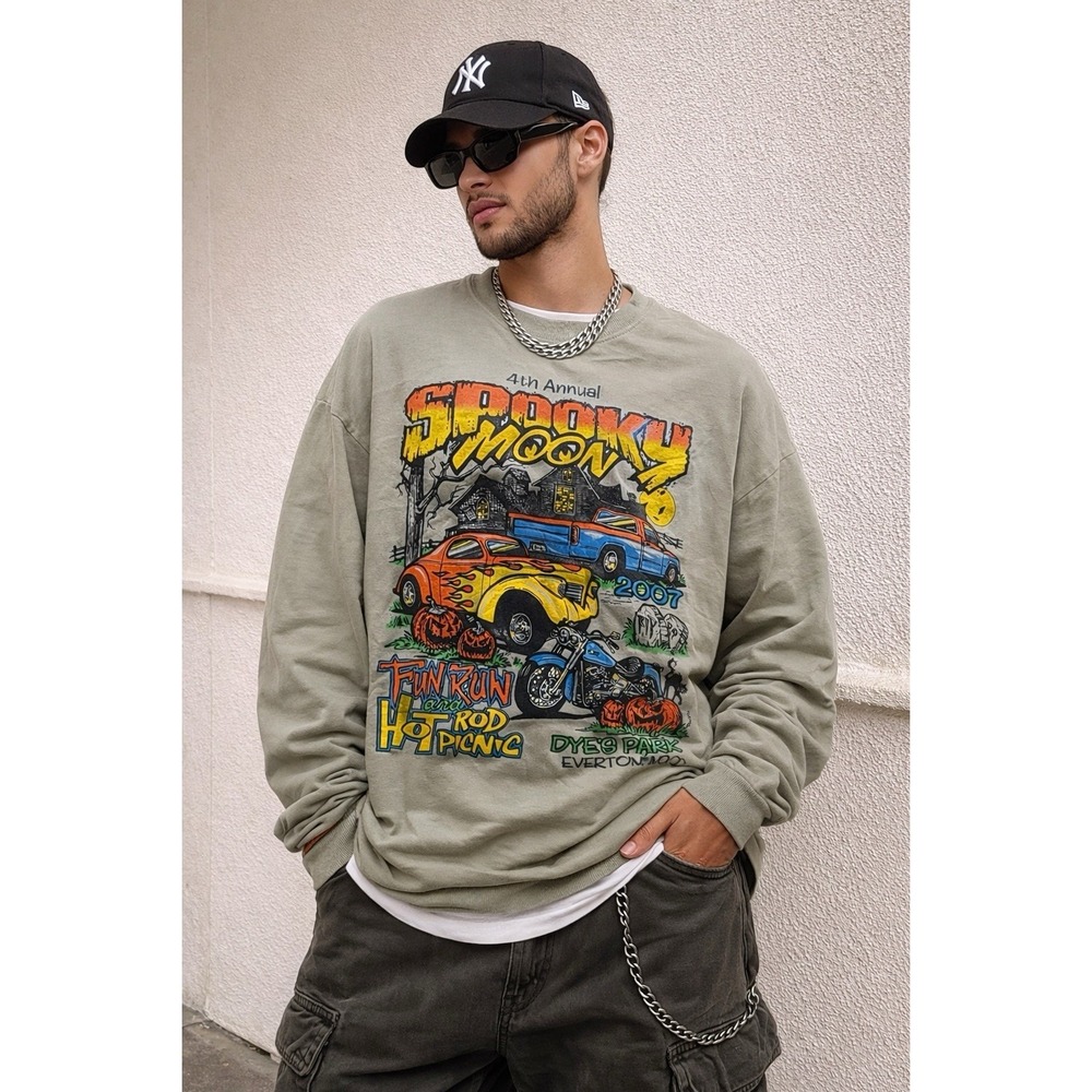 Vintage Hot Rod‎  Car Show Crewneck Sweatshirt Men's XL Monster Trucks Retro